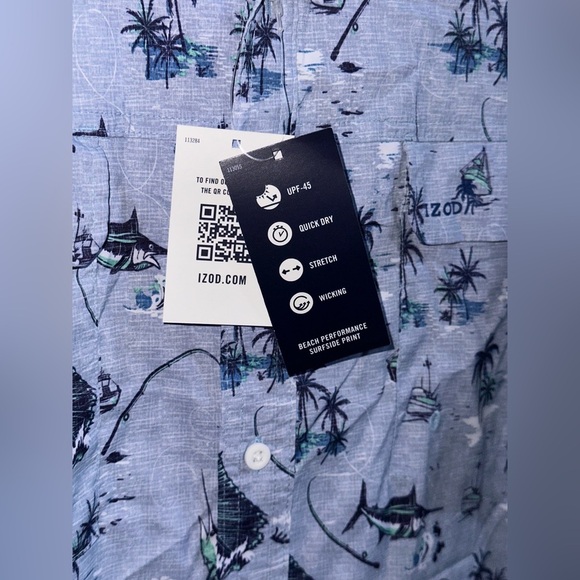 NEW IZOD Saltwater Classic-Fit Performance Beach Button-Down Shirt Men’s XXL - Picture 5 of 11